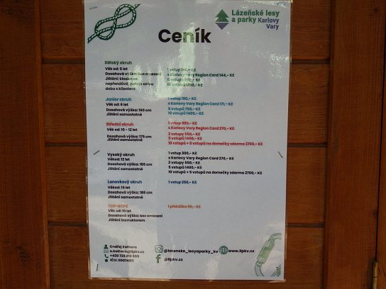 18. Ceník lanového centra
