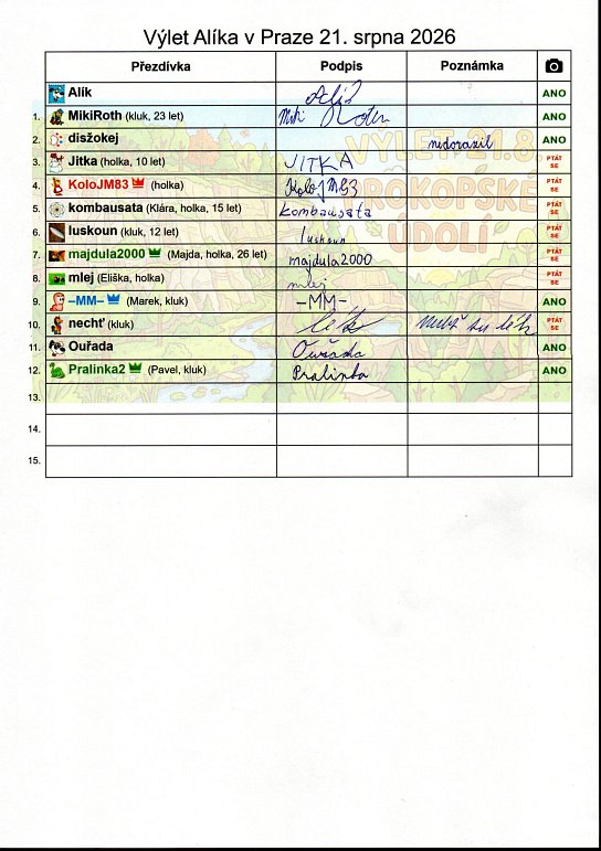 27. Prezenční listina
