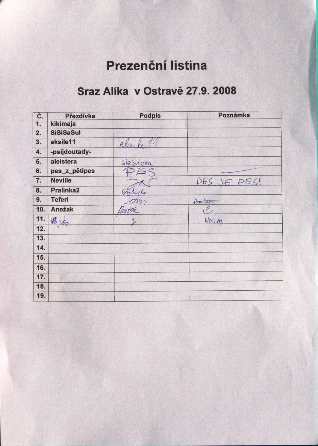 Prezenční listina